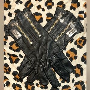 Vintage Harley-Davidson Black Zippered Gloves